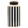 Doria Large Black And White Stripe Ceramic Jar