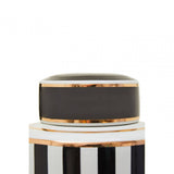Doria Large Black And White Stripe Ceramic Jar
