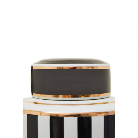Doria Large Black And White Stripe Ceramic Jar