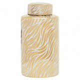 Doria Large White And Gold Finish Jar