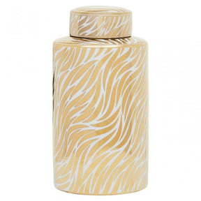 Doria Large White And Gold Finish Jar