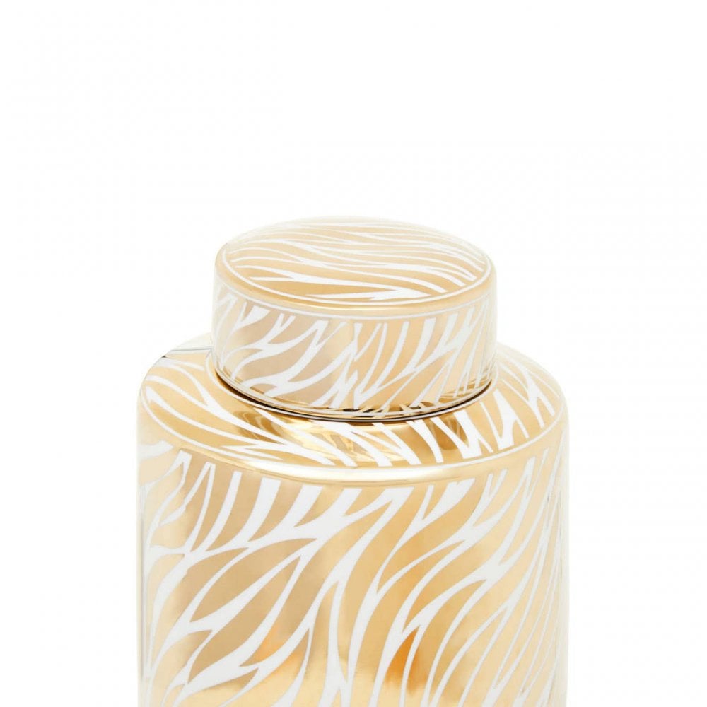 Doria Large White And Gold Finish Jar