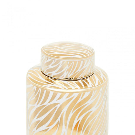Doria Large White And Gold Finish Jar