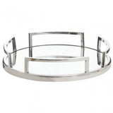 Cruzar Silver Finish Mirrored Tray