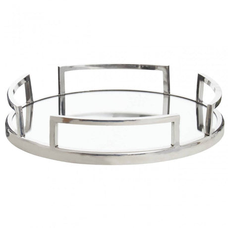 Cruzar Silver Finish Mirrored Tray