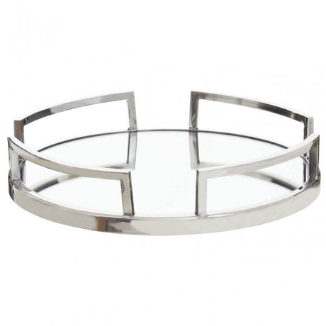 Cruzar Silver Finish Mirrored Tray