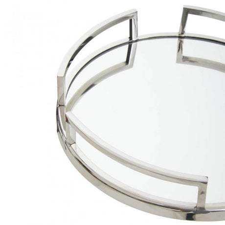 Cruzar Silver Finish Mirrored Tray