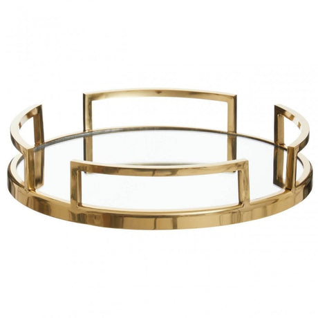 Cruzar Gold Finish Mirrored Tray