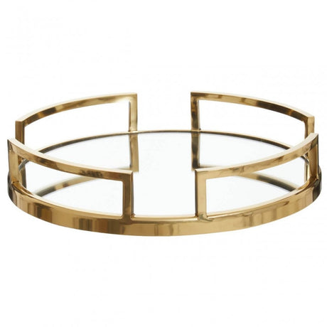 Cruzar Gold Finish Mirrored Tray