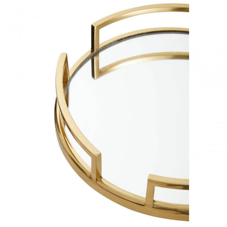 Cruzar Gold Finish Mirrored Tray