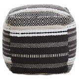 Cefena Grey And White Pouffe