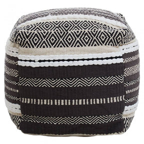 Cefena Grey And White Pouffe