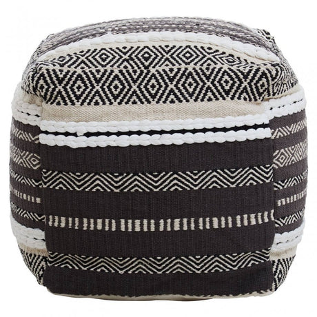 Cefena Grey And White Pouffe