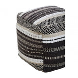 Cefena Grey And White Pouffe
