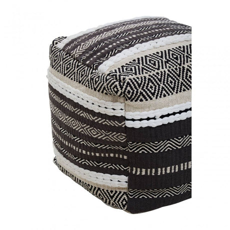 Cefena Grey And White Pouffe
