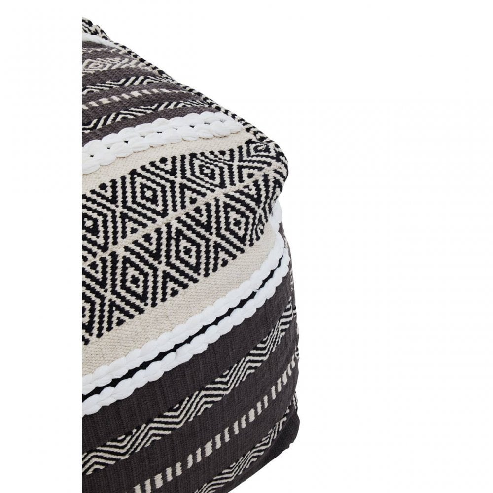 Cefena Grey And White Pouffe