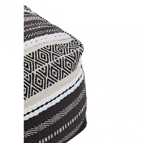 Cefena Grey And White Pouffe