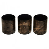 Gaia Set Of 3 Black And Gold Tealight Holders
