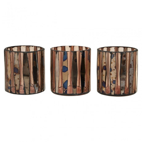 Gaia Set Of 3 Pink Tealight Holders