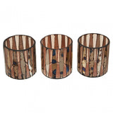 Gaia Set Of 3 Pink Tealight Holders