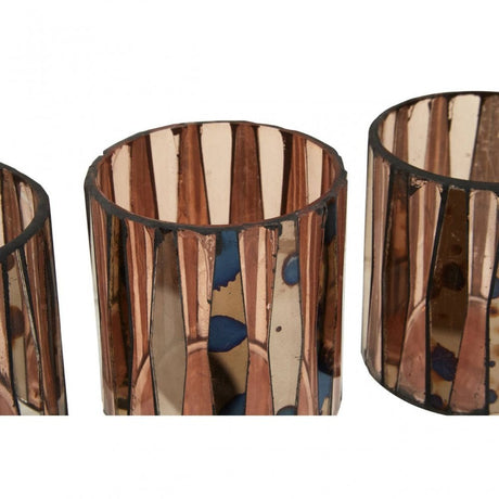 Gaia Set Of 3 Pink Tealight Holders