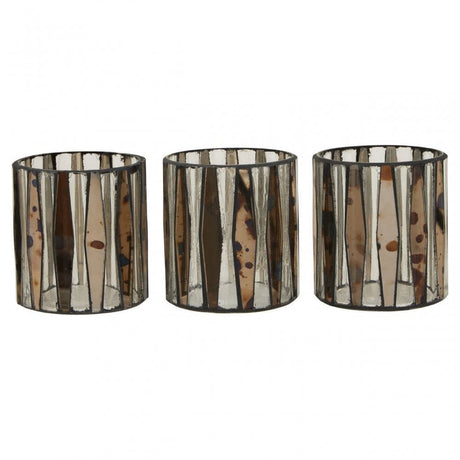 Gaia Set Of 3 Metallic Tealight Holders