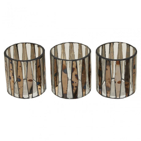 Gaia Set Of 3 Metallic Tealight Holders