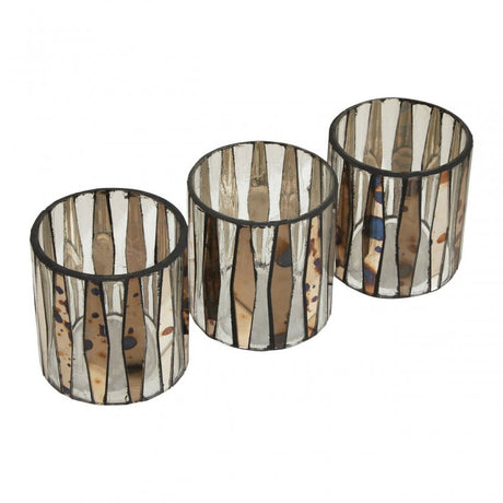 Gaia Set Of 3 Metallic Tealight Holders