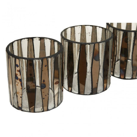 Gaia Set Of 3 Metallic Tealight Holders