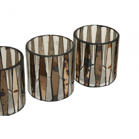 Gaia Set Of 3 Metallic Tealight Holders