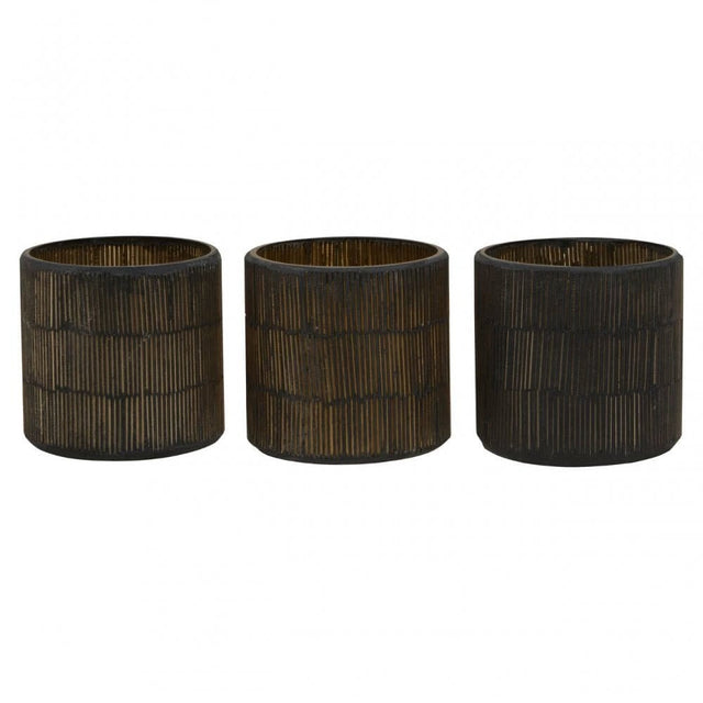 Gaia Set Of 3 Gold Tealight Holders
