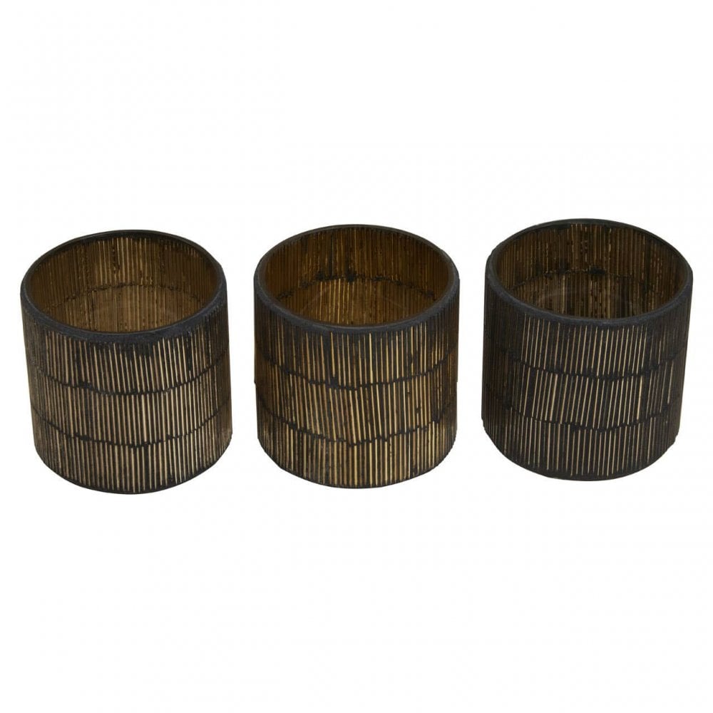 Gaia Set Of 3 Gold Tealight Holders