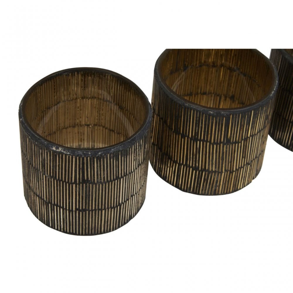 Gaia Set Of 3 Gold Tealight Holders