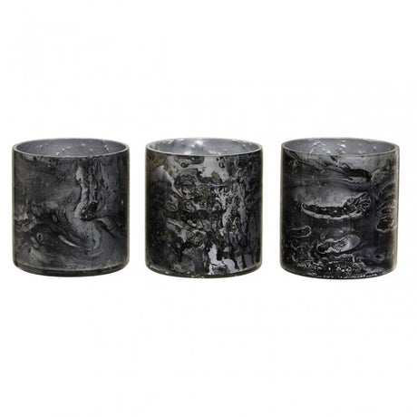 Garan Set Of 3 Grey Tealight Holders