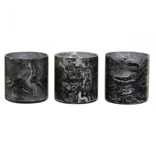 Garan Set Of 3 Grey Tealight Holders