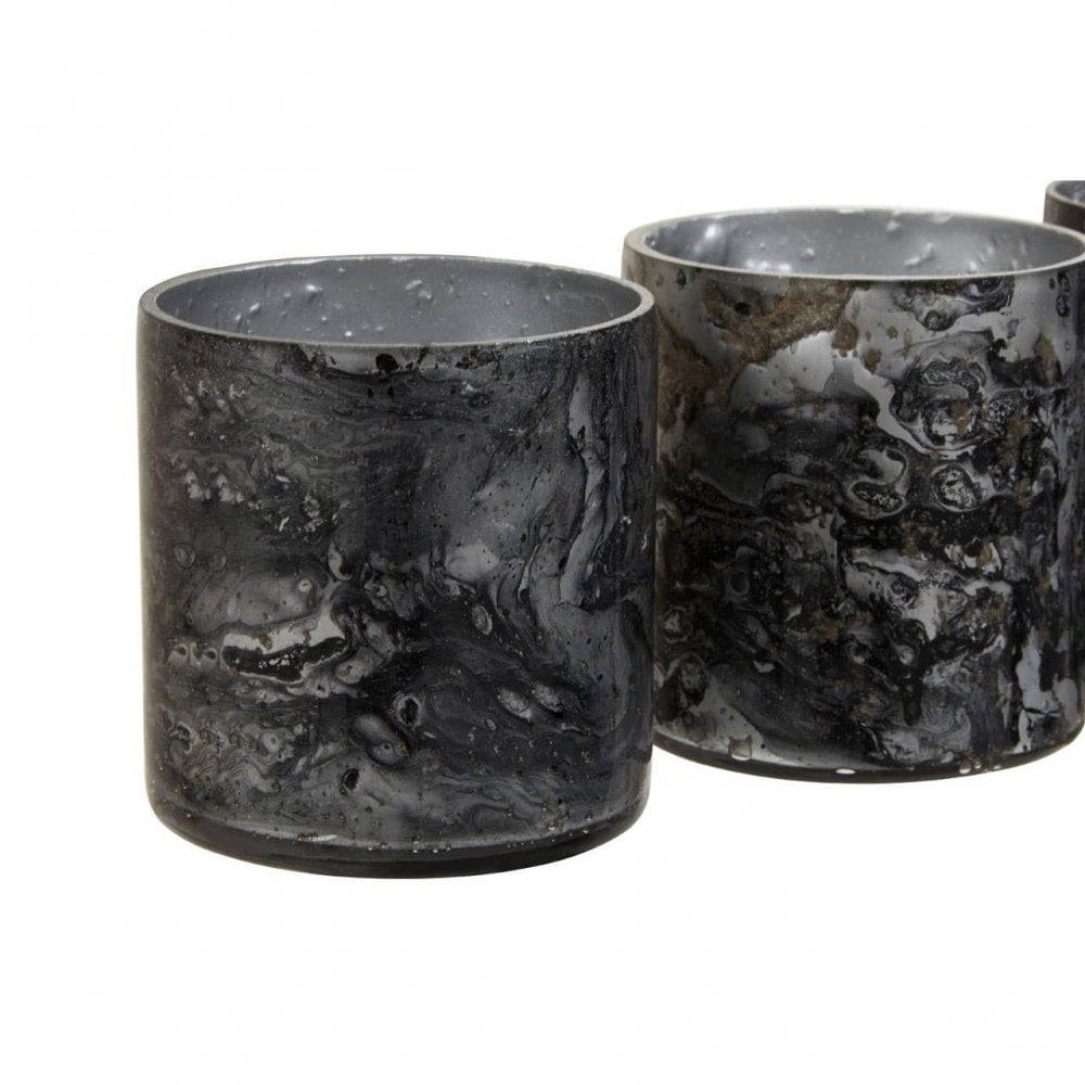 Garan Set Of 3 Grey Tealight Holders