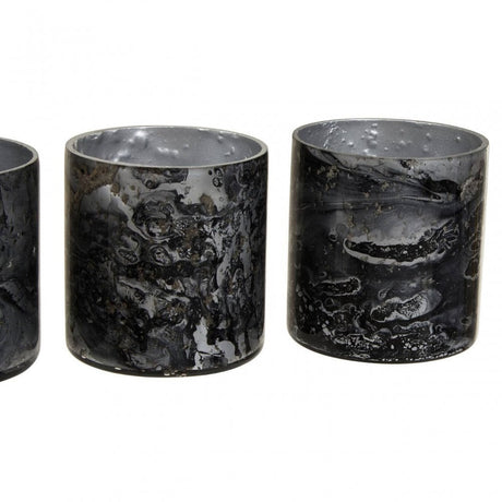 Garan Set Of 3 Grey Tealight Holders