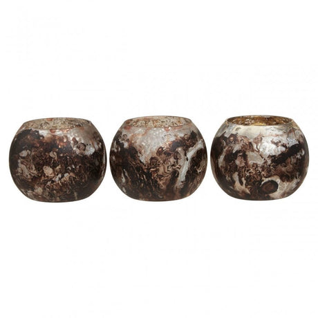 Garan Set Of 3 Brown Tealight Holders