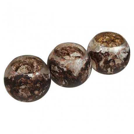 Garan Set Of 3 Brown Tealight Holders