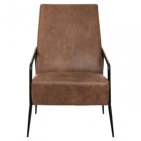 Hoxton Brown Leather Chair With Tapered Back