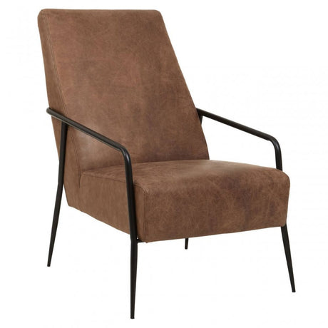 Hoxton Brown Leather Chair With Tapered Back