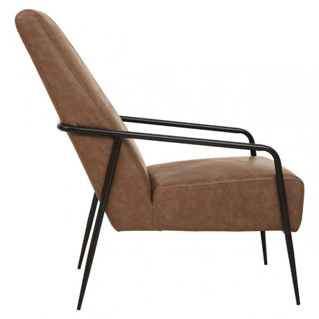 Hoxton Brown Leather Chair With Tapered Back