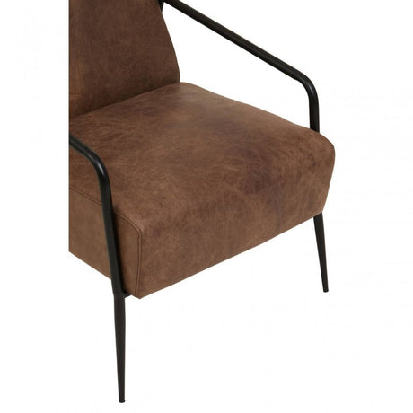 Hoxton Brown Leather Chair With Tapered Back