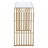 Vogue Matte Gold Slatted Console Table