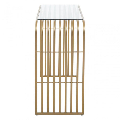 Vogue Matte Gold Slatted Console Table