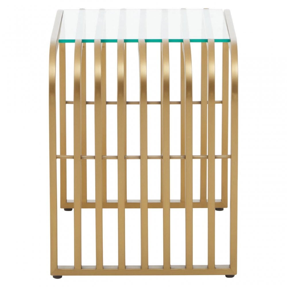 Vogue Matte Gold Slatted End Table