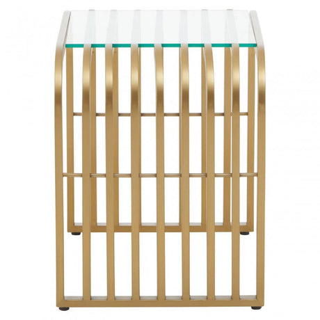 Vogue Matte Gold Slatted End Table