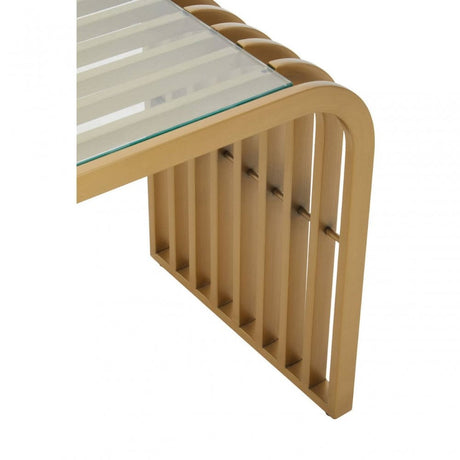 Vogue Matte Gold Slatted End Table