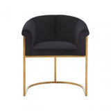 Vogue Black Velvet And Matte Gold Dining Chair