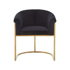 Vogue Black Velvet And Matte Gold Dining Chair